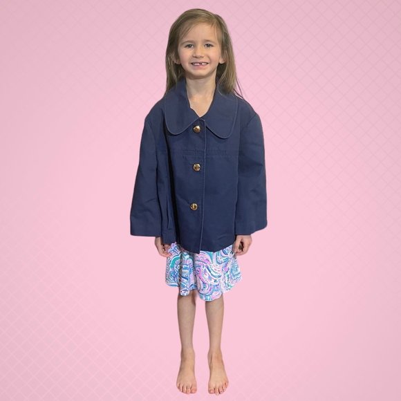 Lilly Pulitzers Girls 6 Years Navy Blue Blazer Boxy Collared Jacket - Picture 5 of 6
